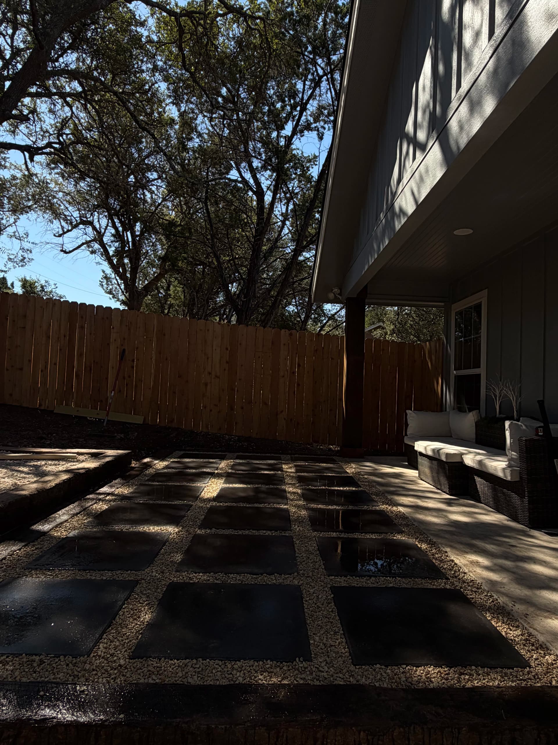 Gallery photos for Paver Patio, Fire Pit, Stock Tank Pool and Cedar Fence Backyard Build: Image #7
