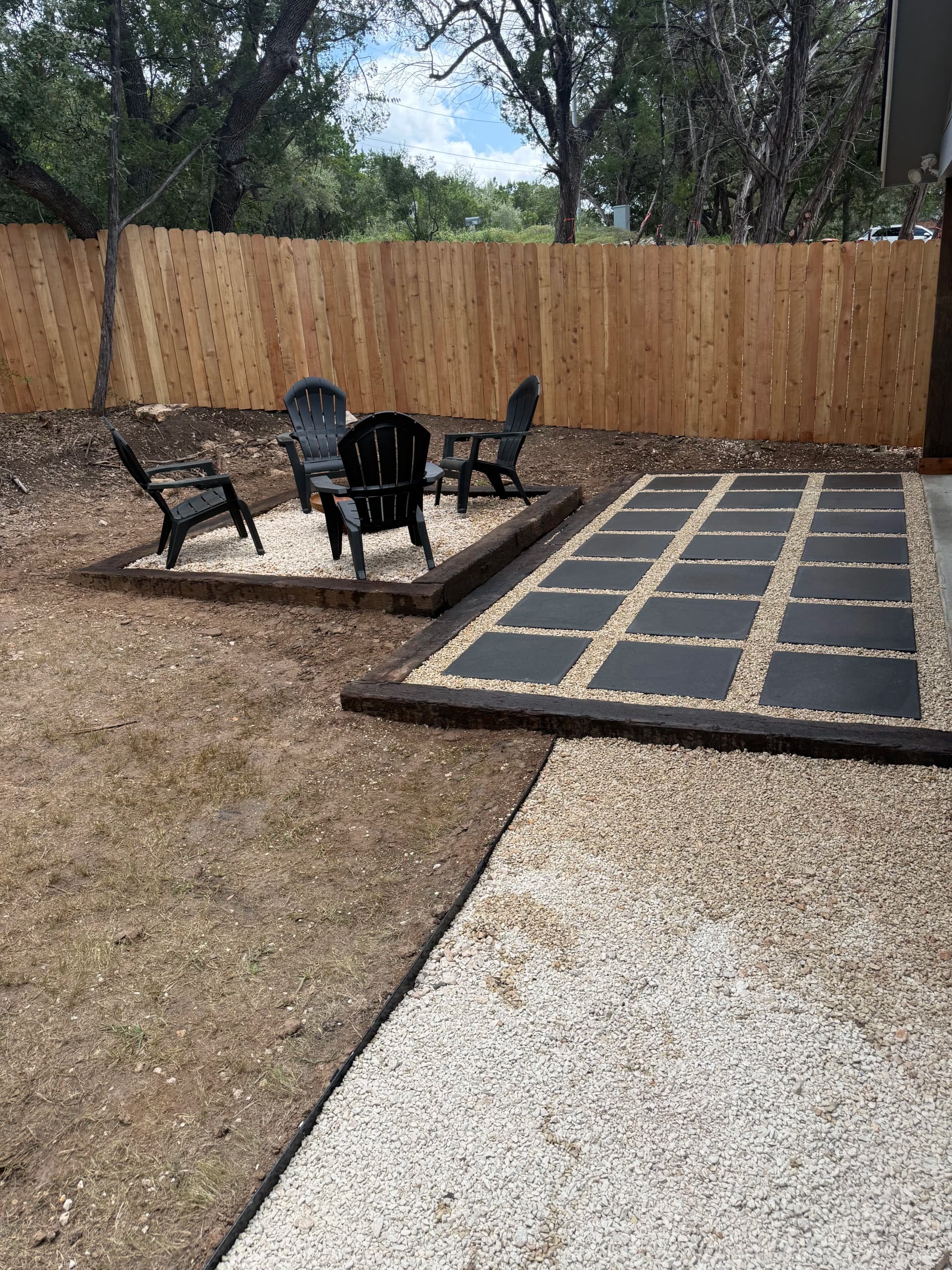 Paver Patio, Fire Pit, Stock Tank Pool and Cedar Fence Backyard Build