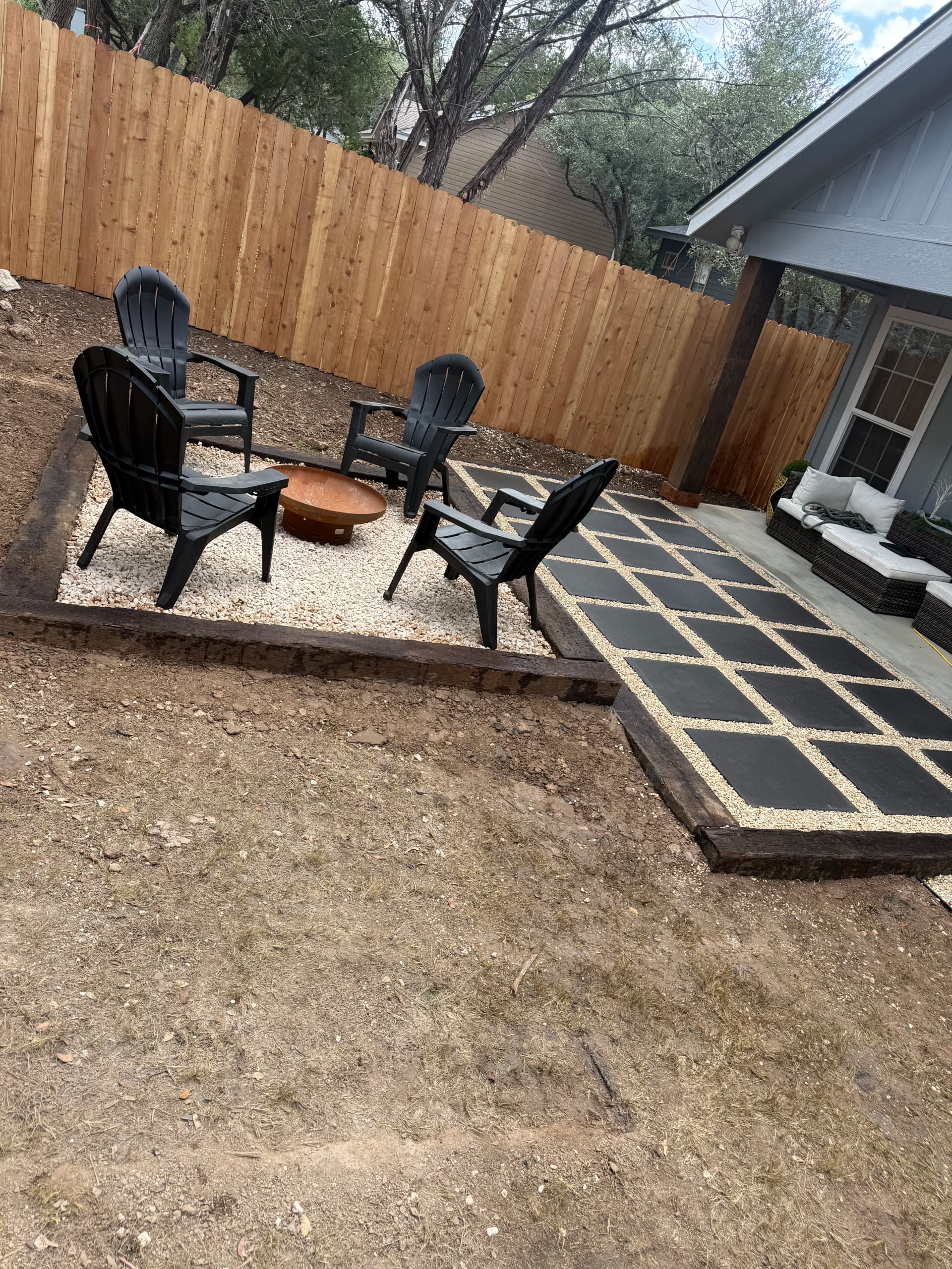 Paver Patio, Fire Pit, Stock Tank Pool and Cedar Fence Backyard Build